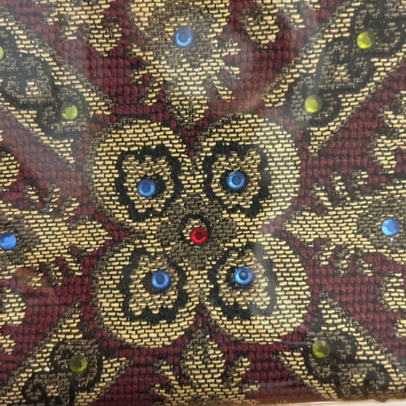M. Andonia vintage shoulder bag. Burgundy with blue, red, yellow rhinestones. - Picture 6 of 7